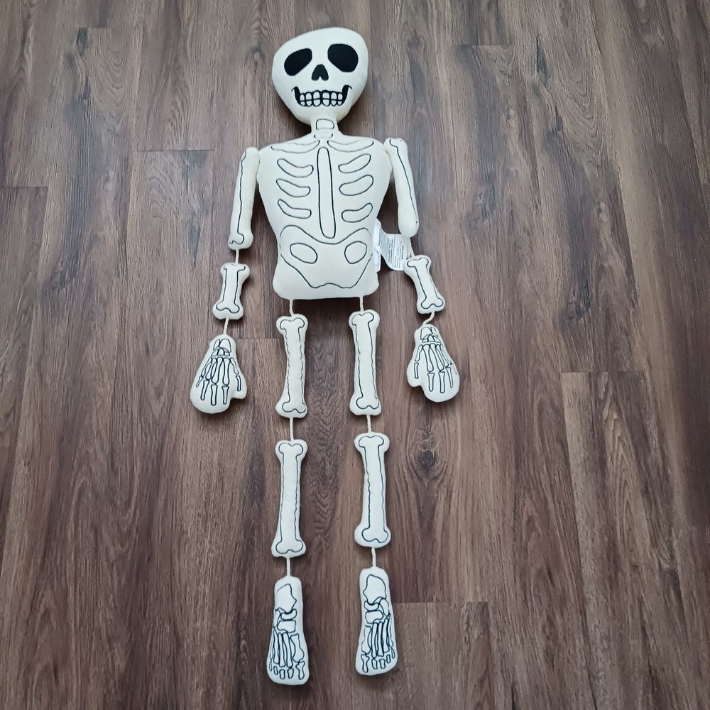 Pottery Barn Mr Bones Skeleton Pillow 40" X 10" Halloween